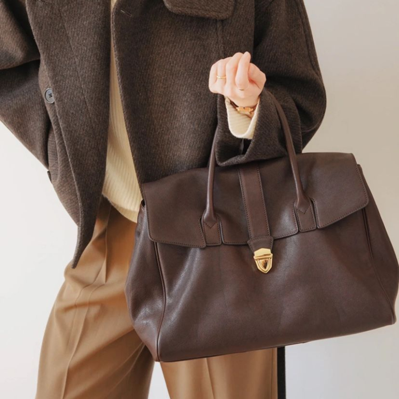 Leather Work Handbags - 2025 New Bags High Version Flat