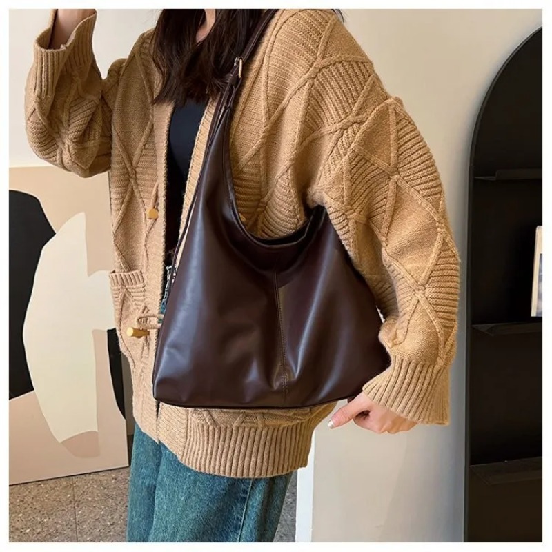 Leather Work Handbags - Vintage Hobo Tote Bag for Women