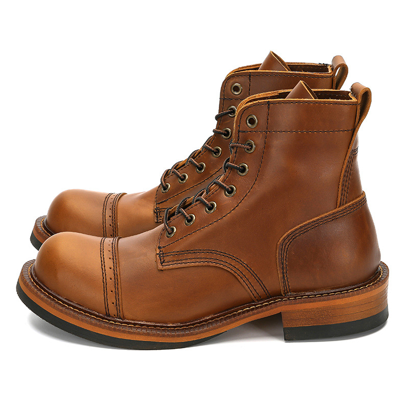 Vintage Leatherwork - Men's Genuine Leather Motorcycle Boots Leisure