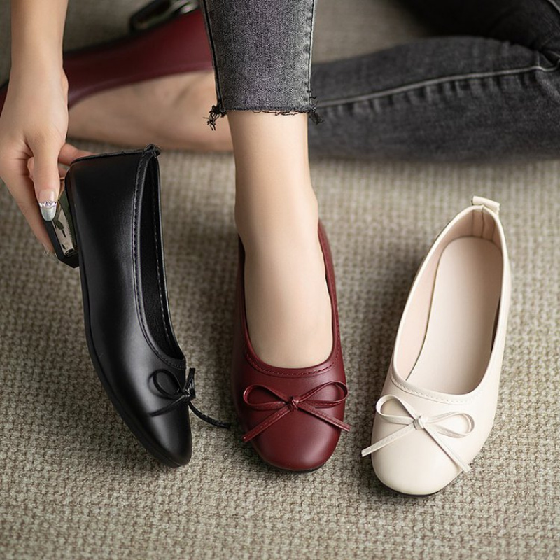 Leather Works - Elegant Bowknot Flat Shoes for Women,