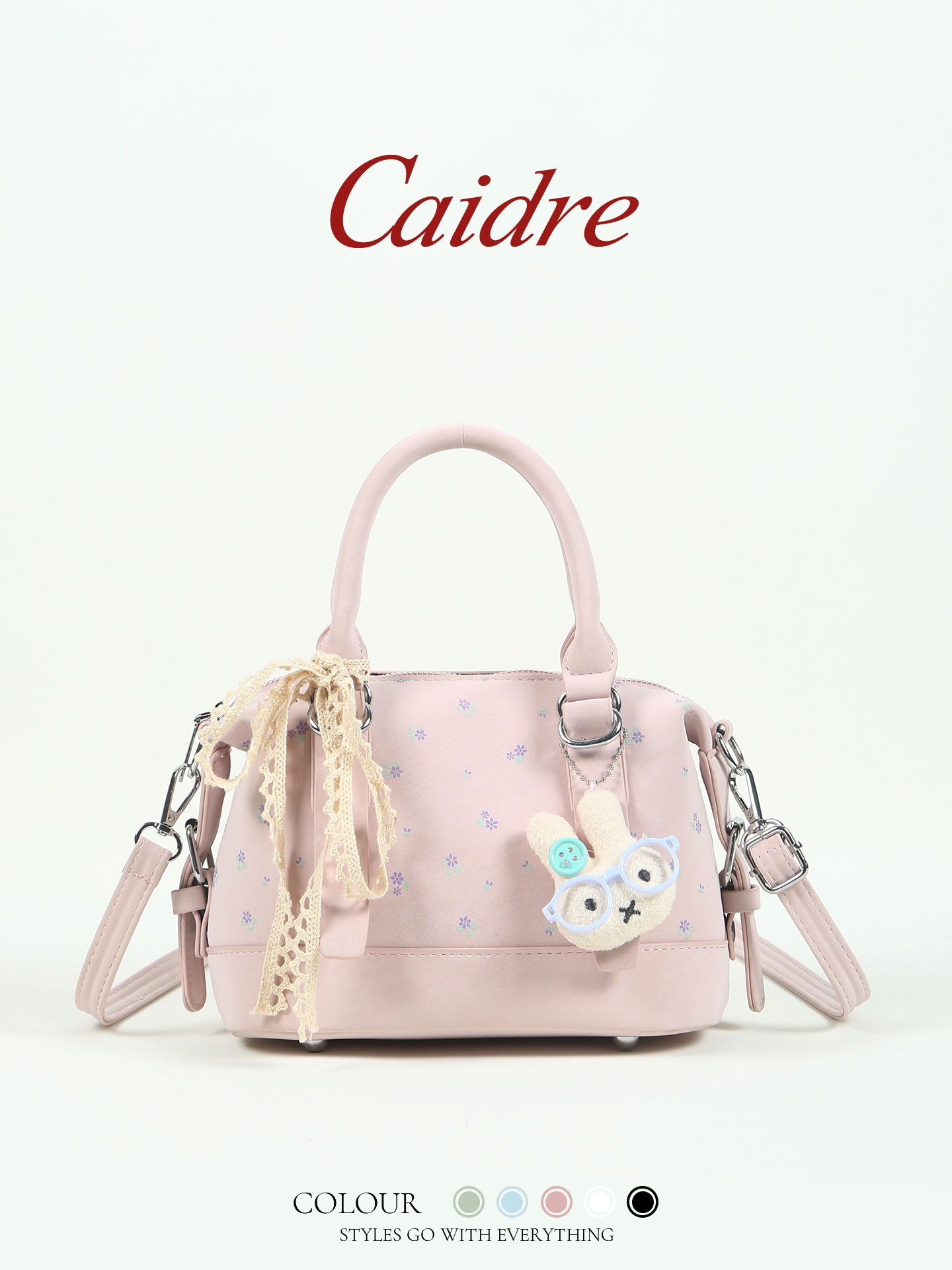 Leather Work Handbags - Caidre Cute Floral Polka Dot Handbag