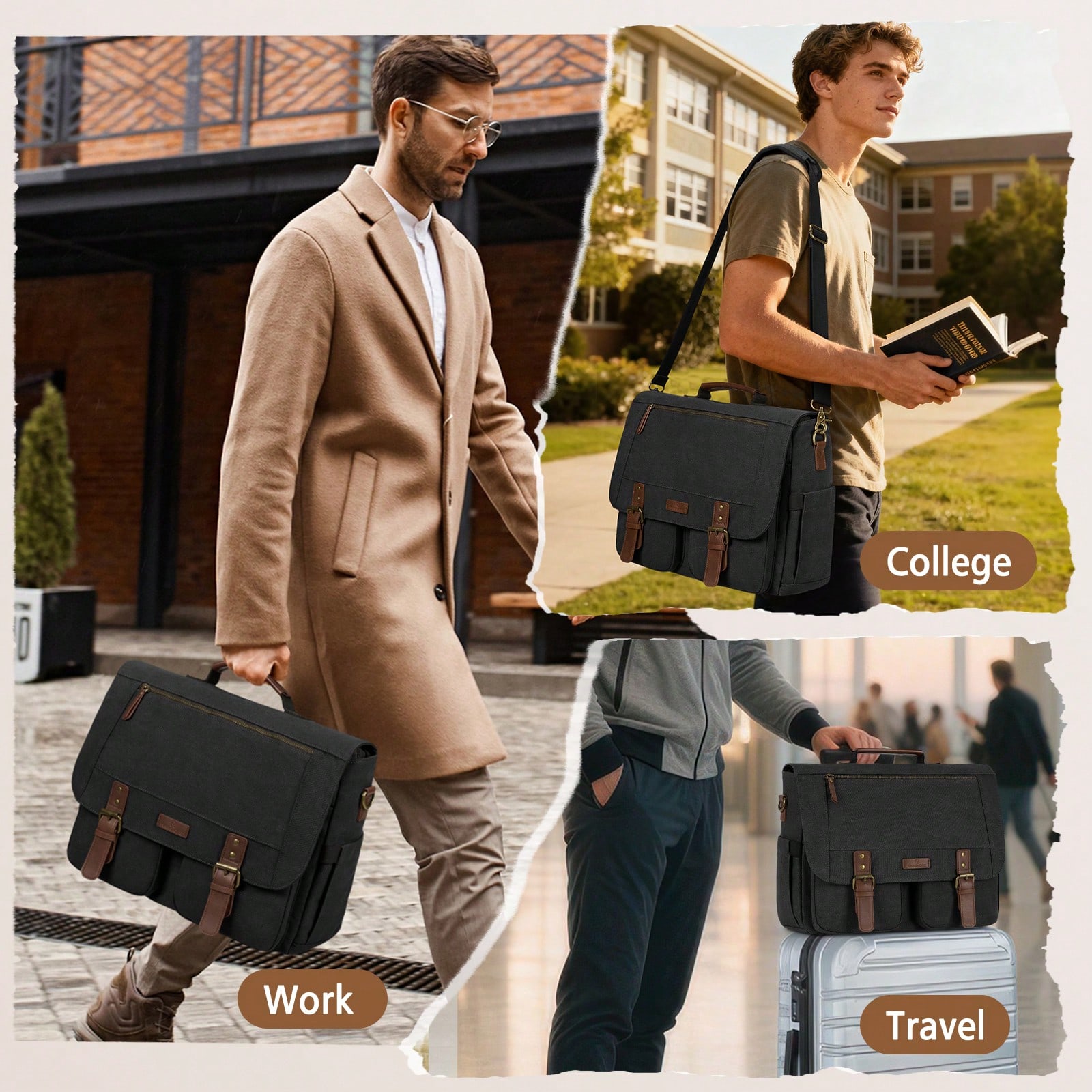 Vintage Men's Messenger Bag, 1 - Vintage Leatherwork recension och pris