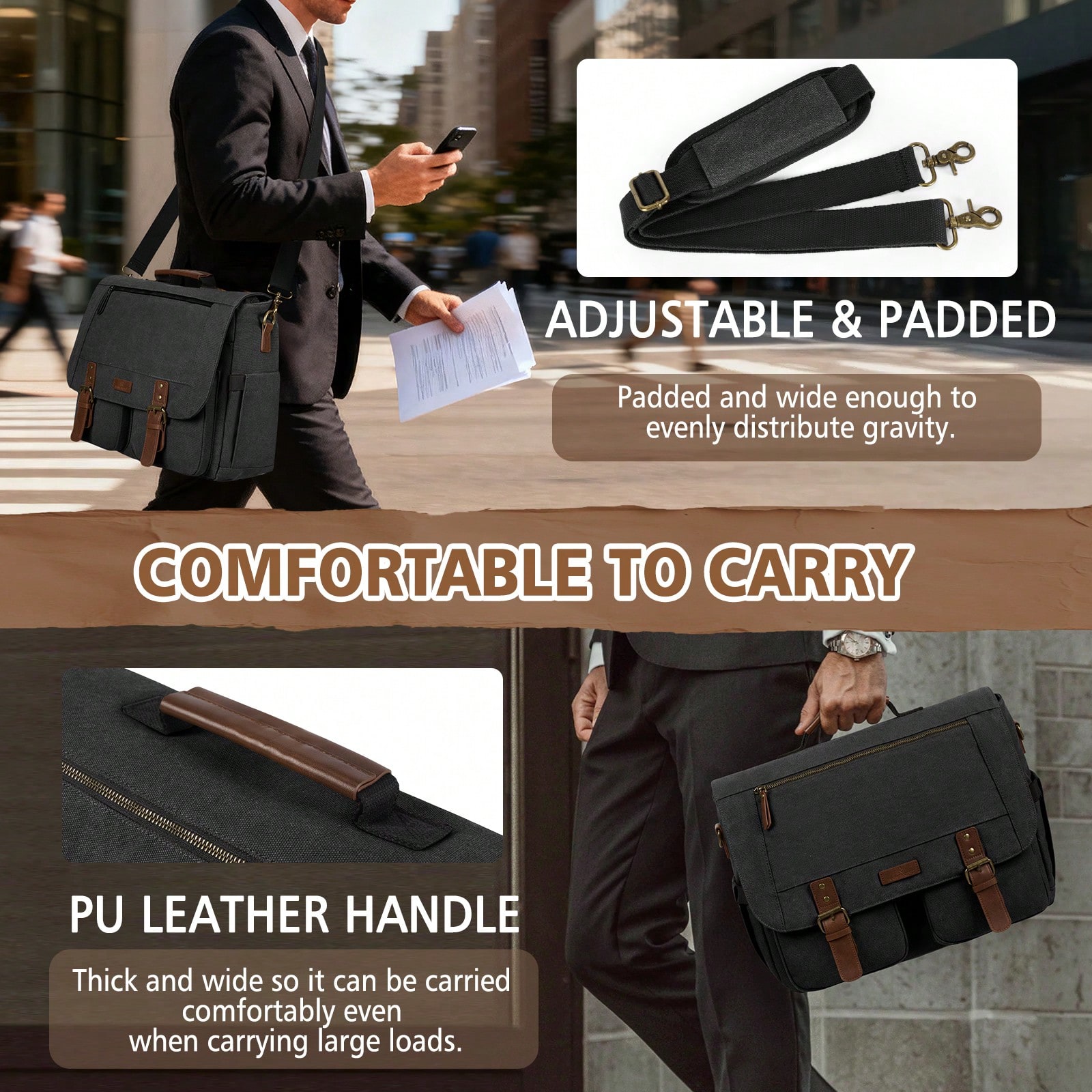 Vintage Men's Messenger Bag, 1 - Vintage Leatherwork recension och pris