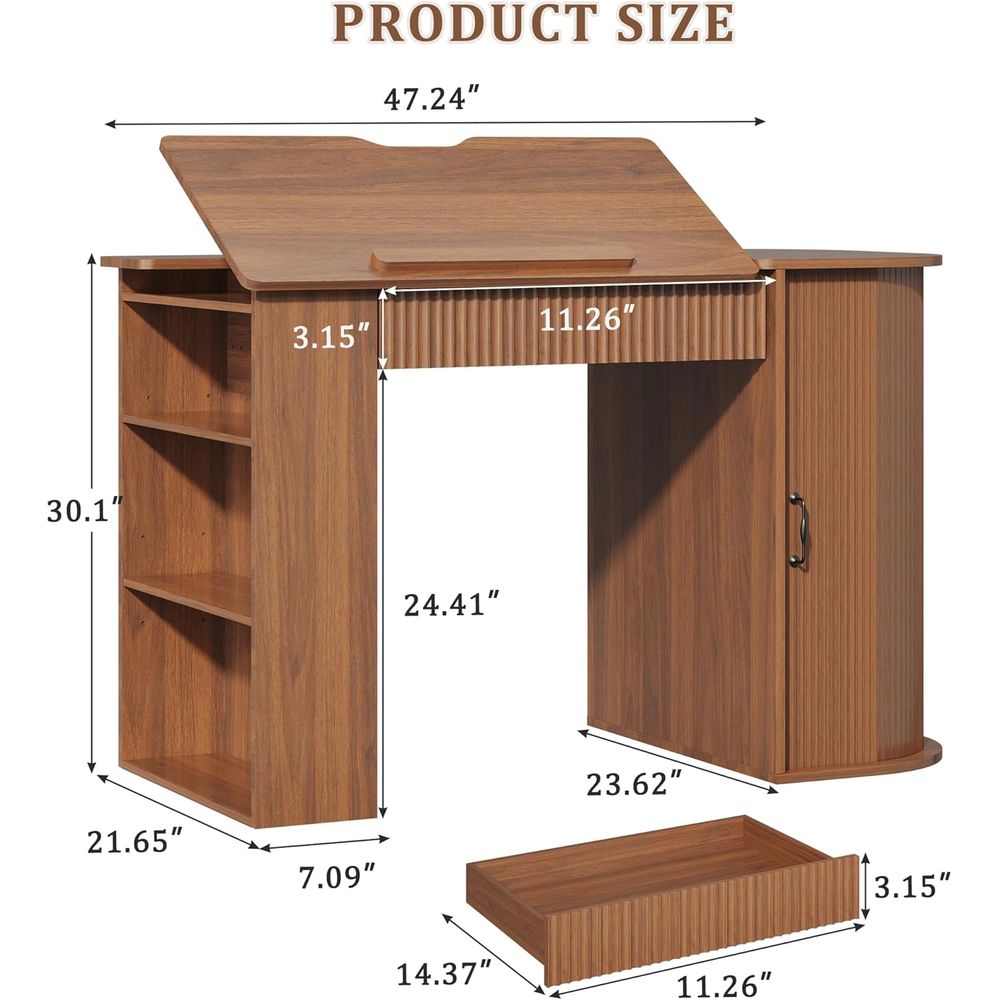 Storage Cabinet Desk with Draw - Leather Works recension och pris