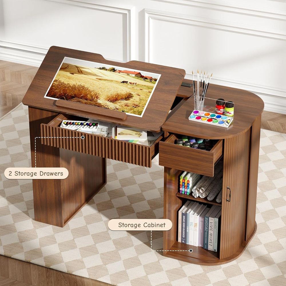 Storage Cabinet Desk with Draw - Leather Works recension och pris
