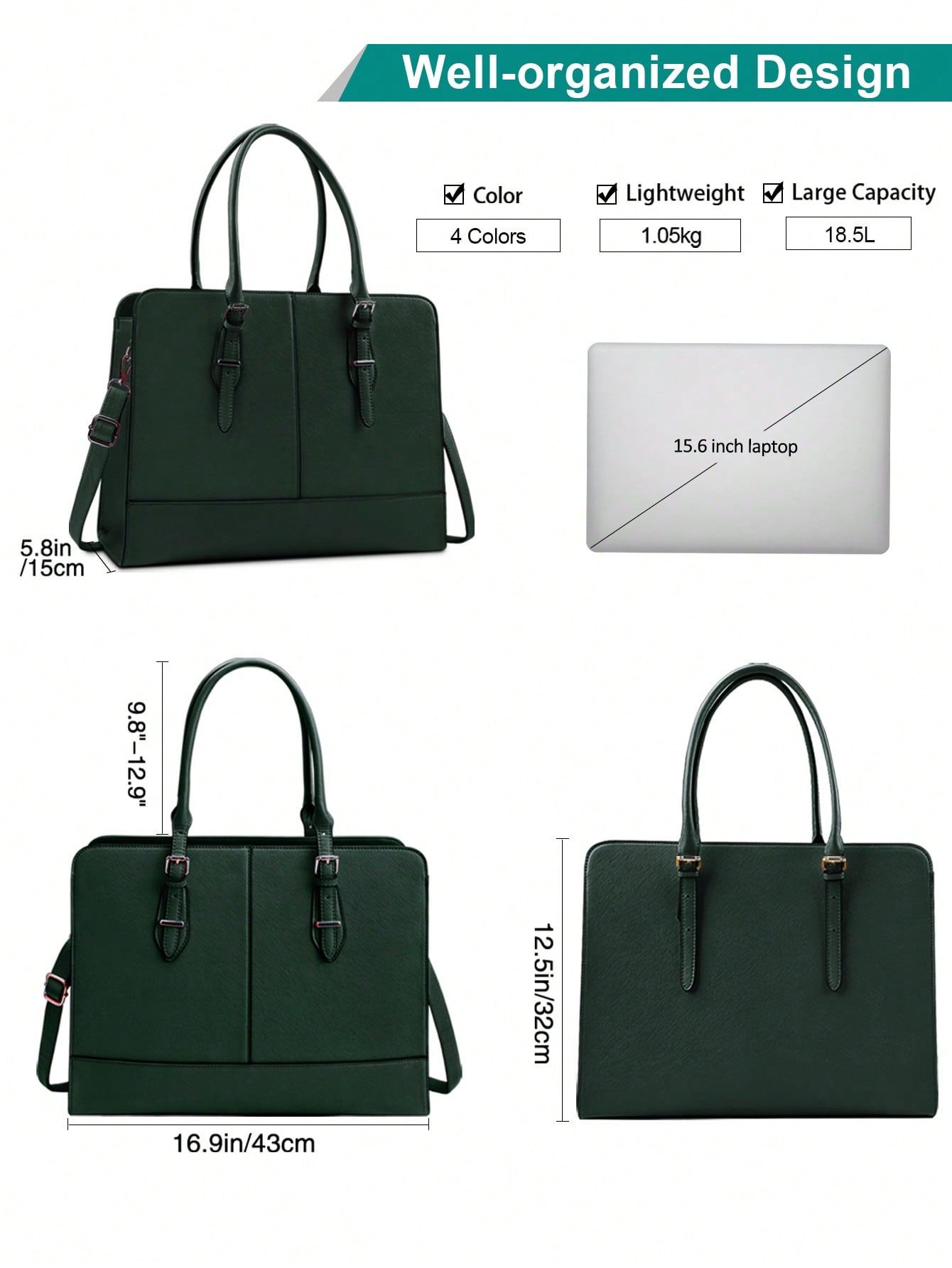 15.6 Inch Leather Laptop Tote  - Leather Work Handbags recension och pris