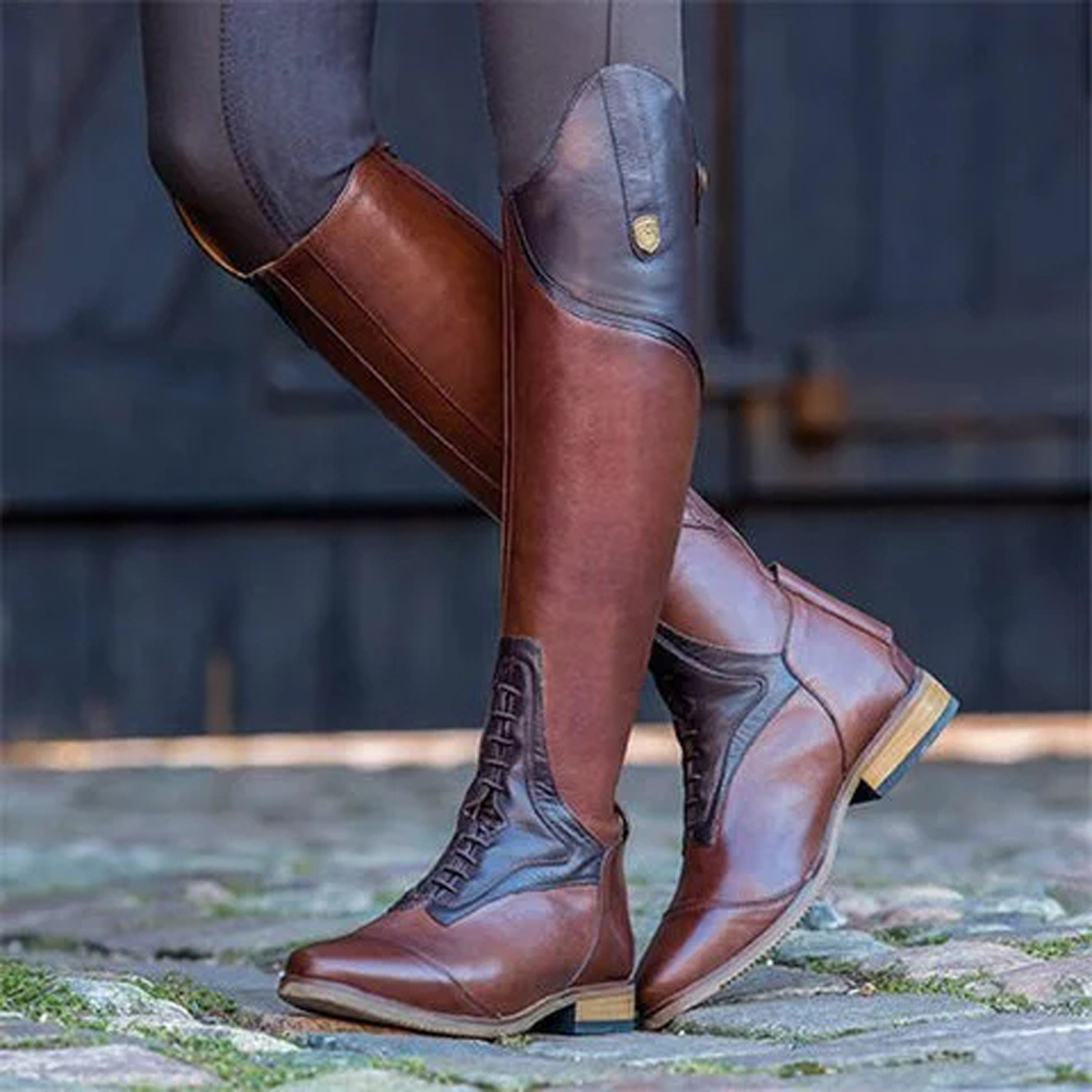 Knee High Boot Casual Boot Fas - Leatherwork Rivets recension och pris