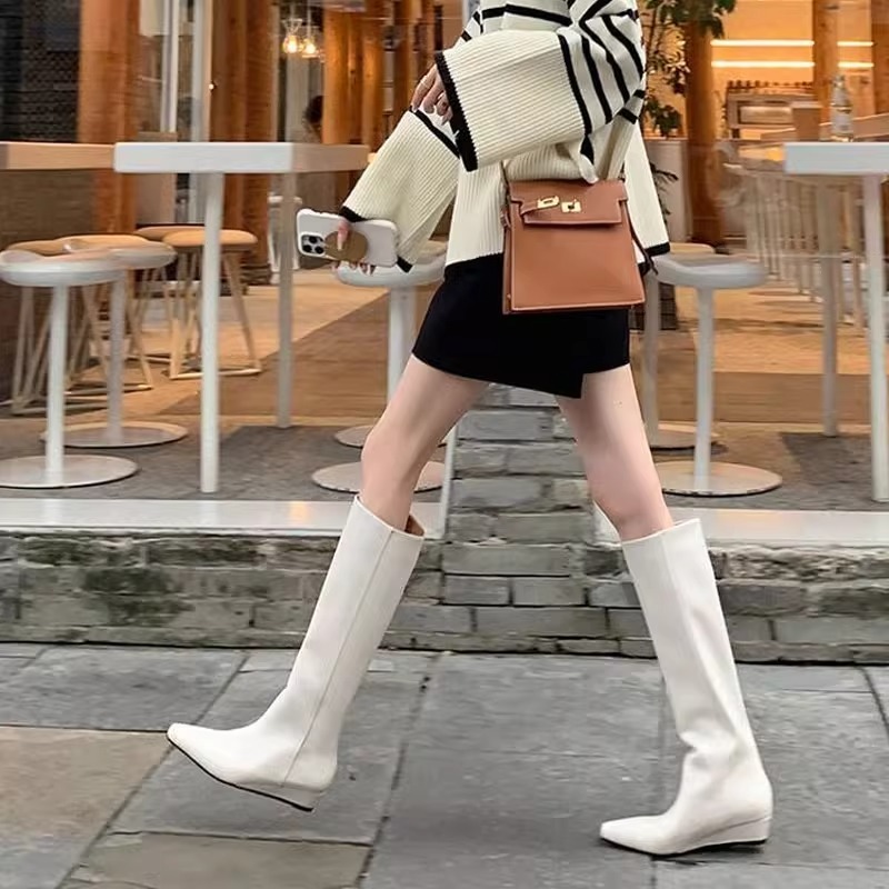 Fashion Knee-High Women's Boot - Leather Work Women Shoes recension och pris