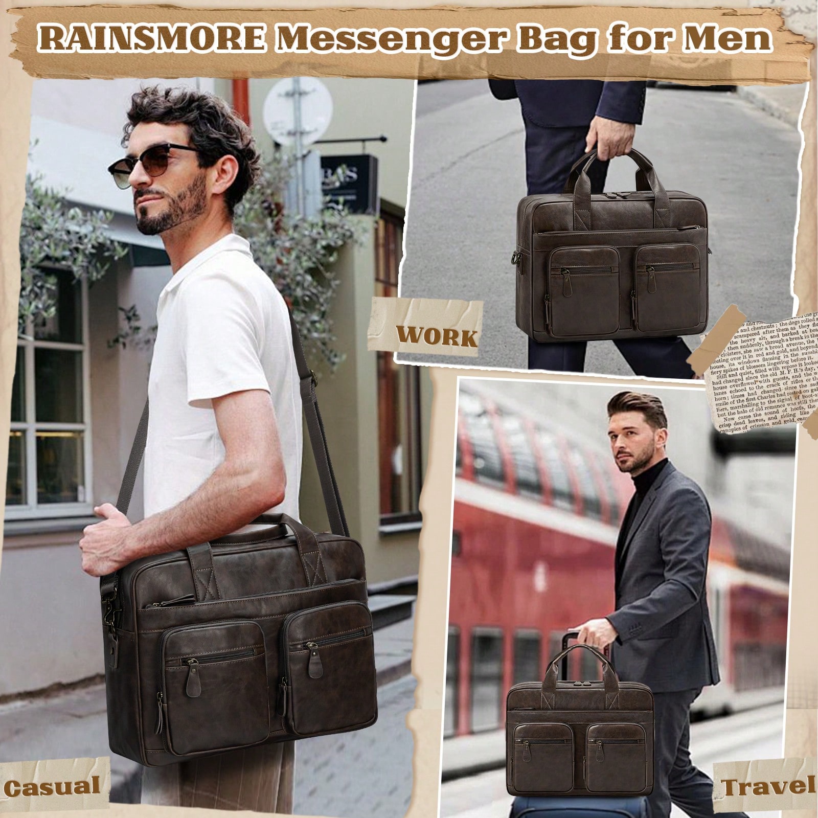Vintage Messenger Bag For Men  - Vintage Leatherwork recension och pris