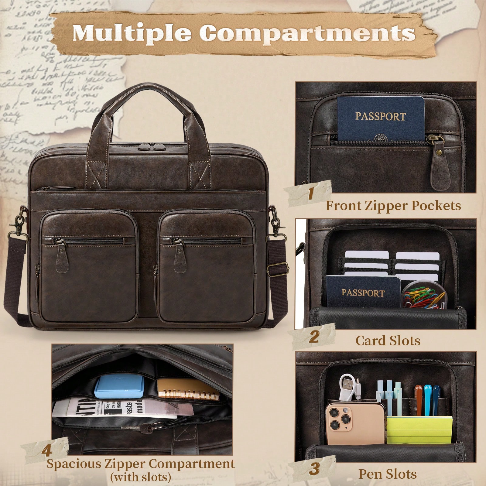 Vintage Messenger Bag For Men  - Vintage Leatherwork recension och pris