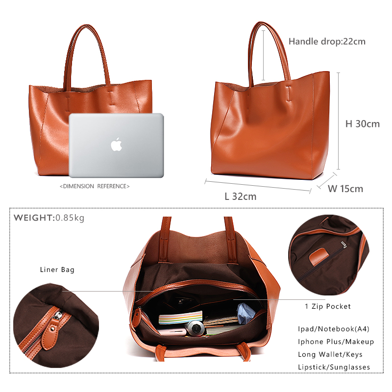 Minimalist Big Tote Bag Women  - Leather Work Handbags recension och pris