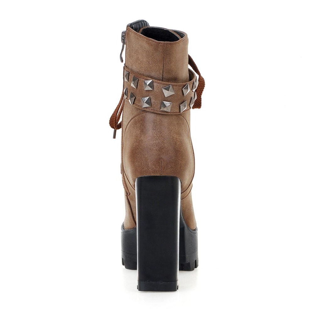 Fashion Women Ankle Boots Plat - Leatherwork Rivets recension och pris