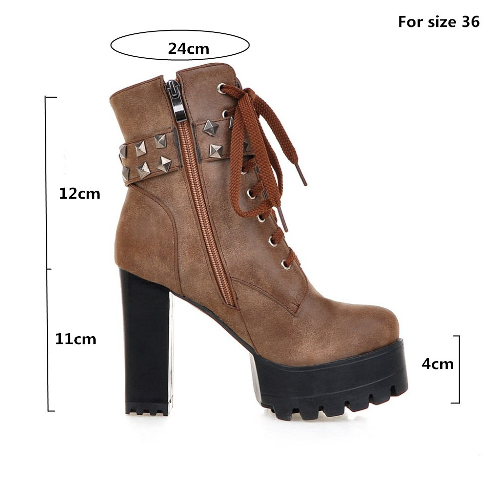 Fashion Women Ankle Boots Plat - Leatherwork Rivets recension och pris