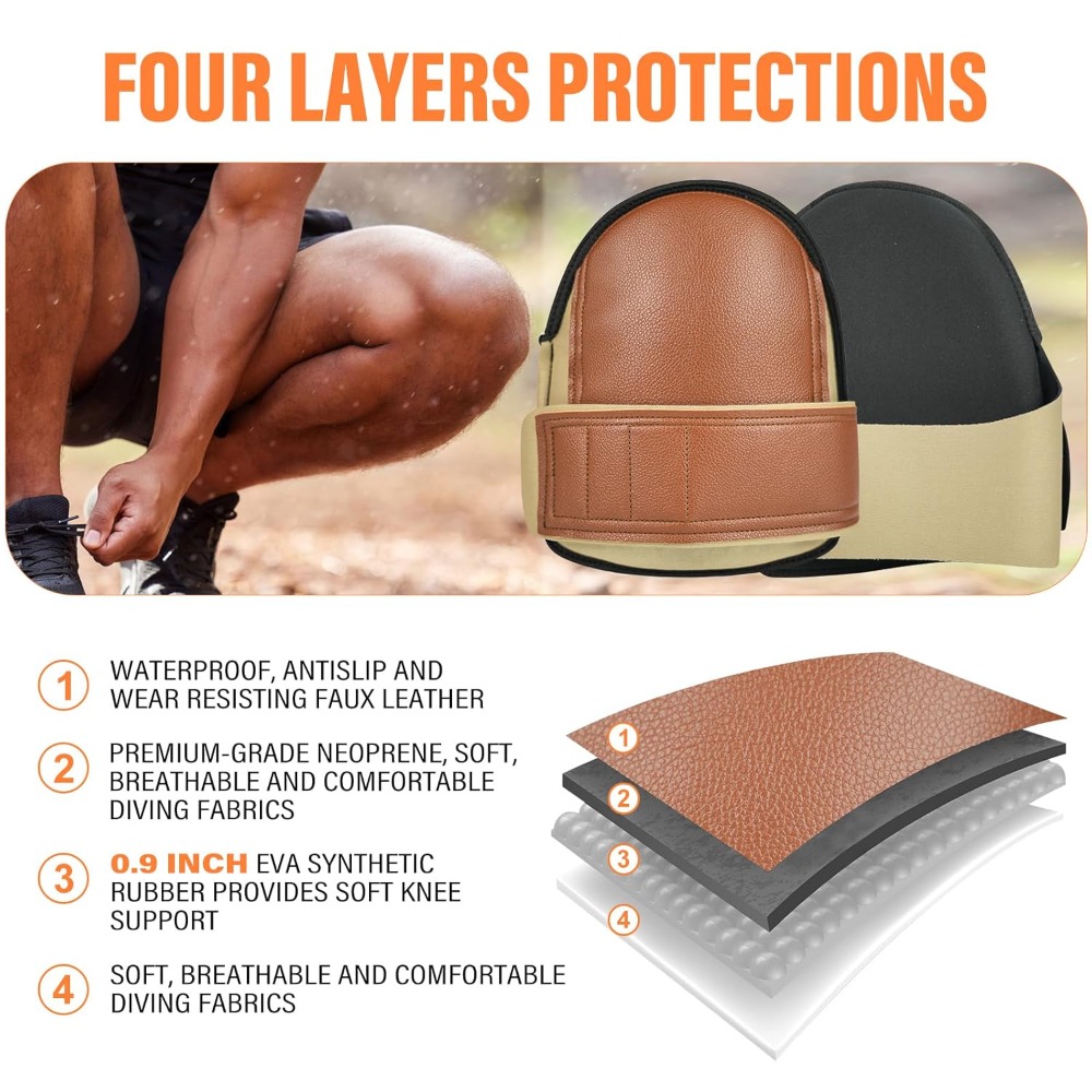 Safety Knee Pads for Work, Sup - Leather Work Knee Pads recension och pris