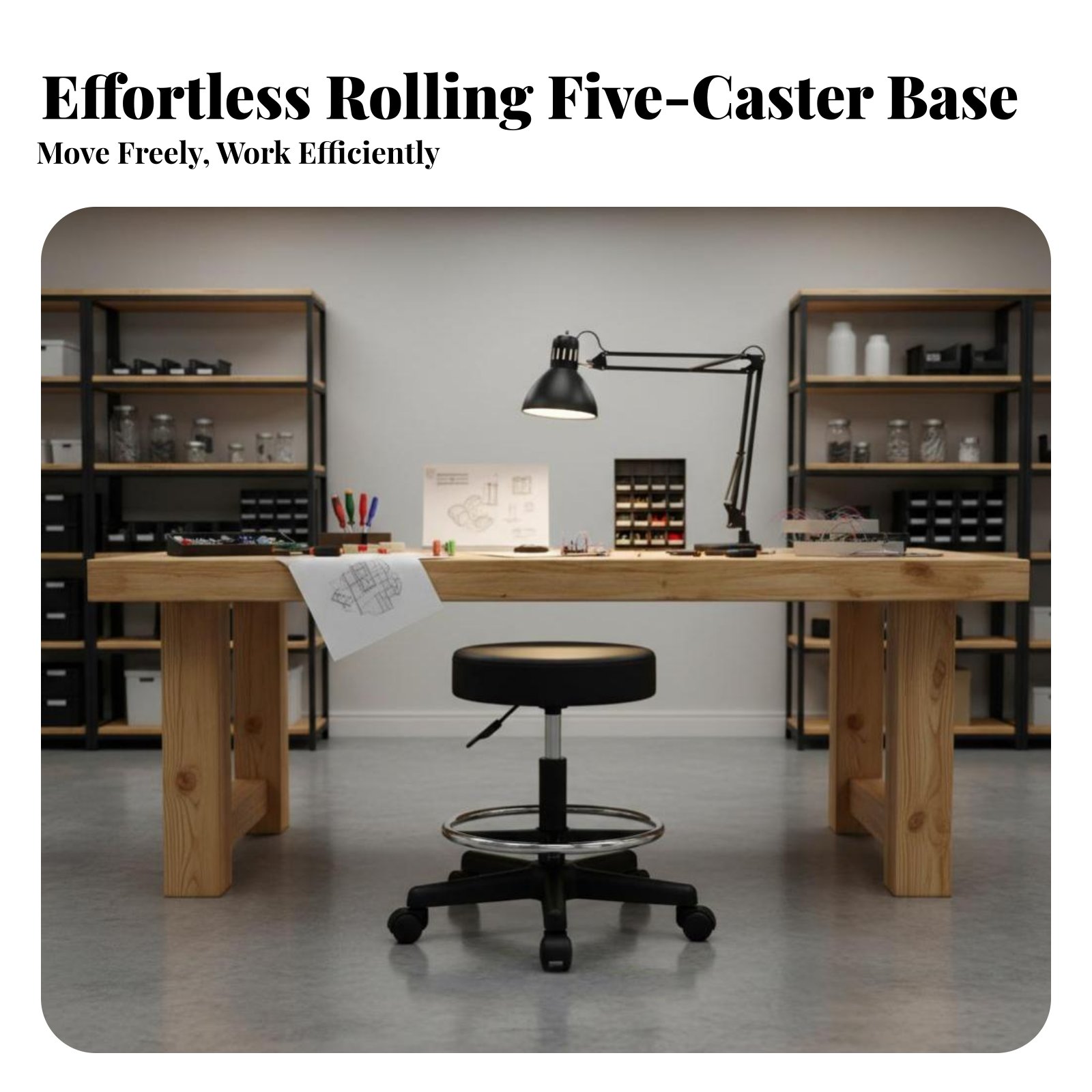 Adjustable Rolling Stool Versa - Upholstery Leather Work recension och pris