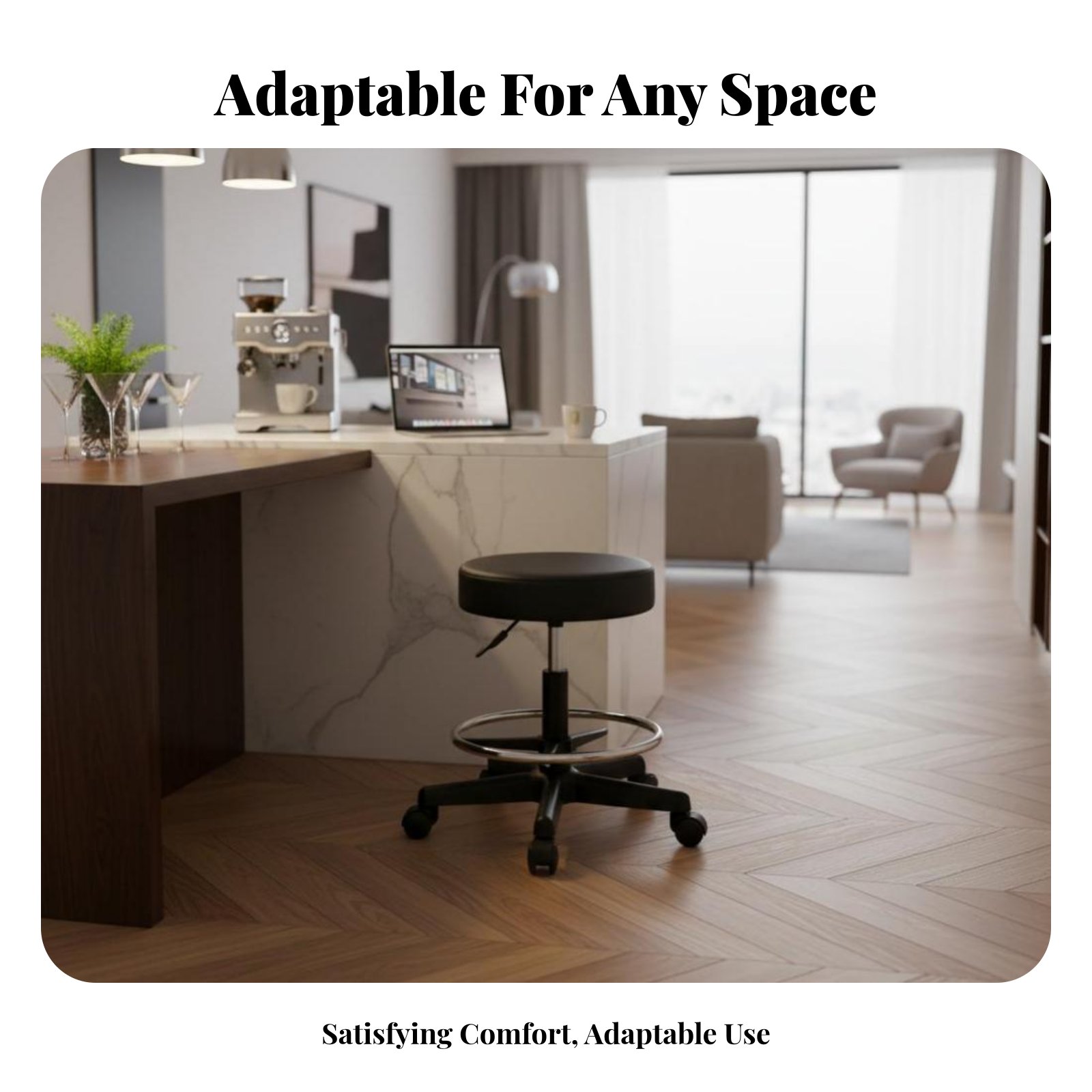 Adjustable Rolling Stool Versa - Upholstery Leather Work recension och pris