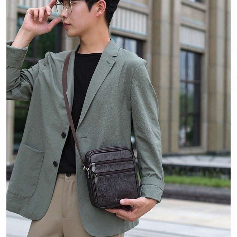 Men's Shoulder Messenger Bag C - Leather Work Handbags recension och pris
