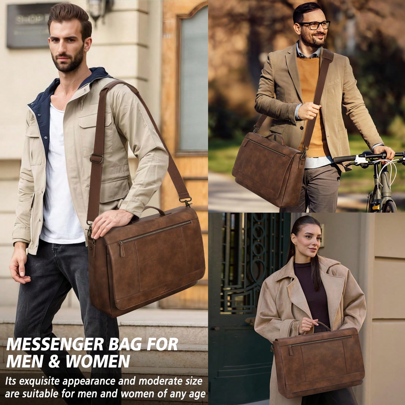 Leather Messenger Bag For Men  - Vintage Leatherwork recension och pris