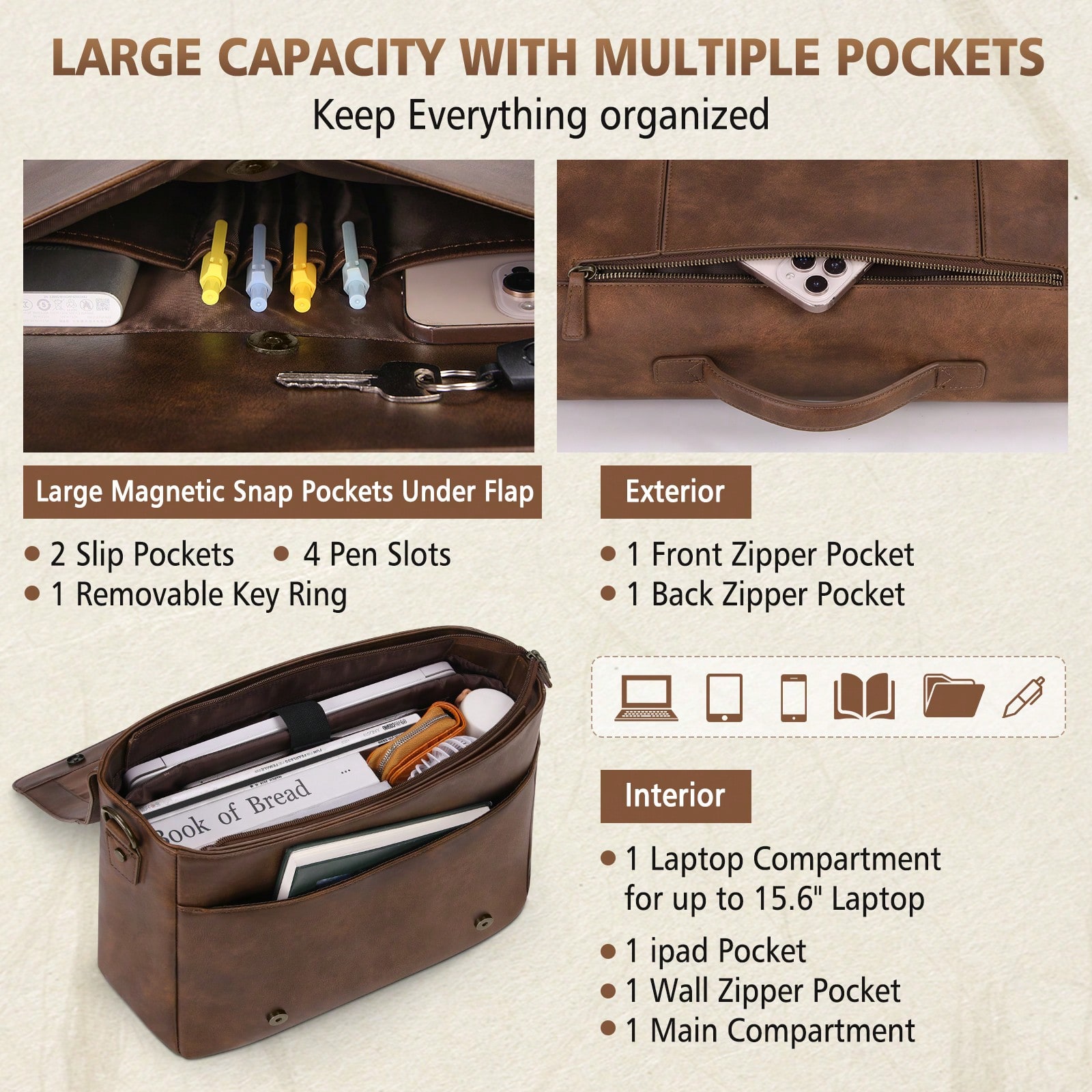 Leather Messenger Bag For Men  - Vintage Leatherwork recension och pris