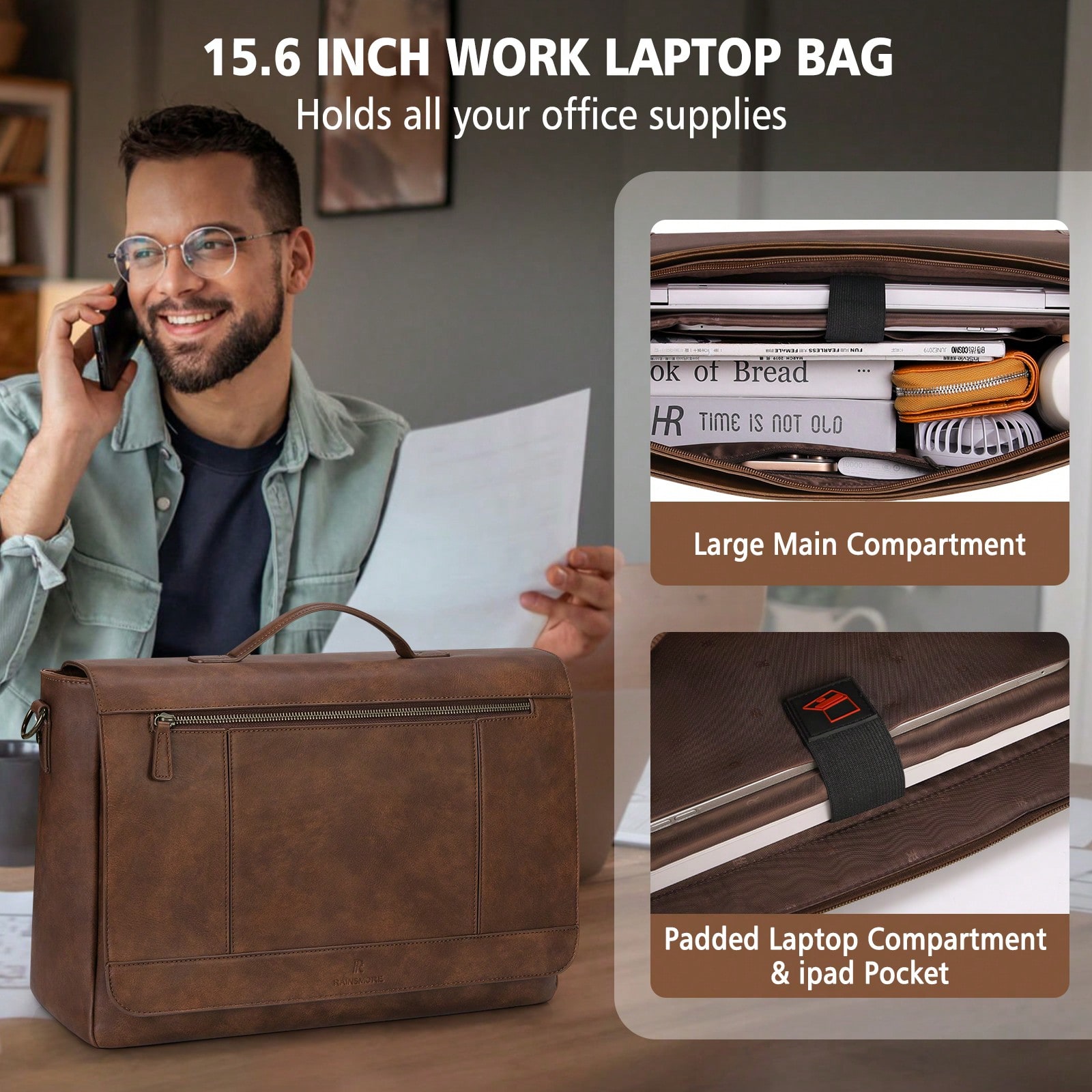 Leather Messenger Bag For Men  - Vintage Leatherwork recension och pris