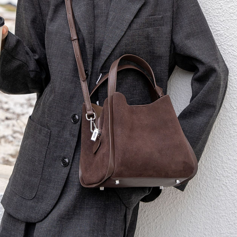 Burminsa Cowhide Suede Genuine - Leather Work Handbags recension och pris