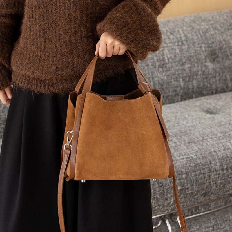 Burminsa Cowhide Suede Genuine - Leather Work Handbags recension och pris