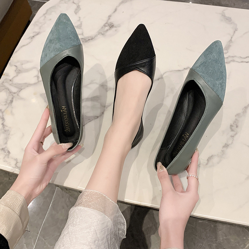 Flat black leather shoes for w - Leather Work Women Shoes recension och pris