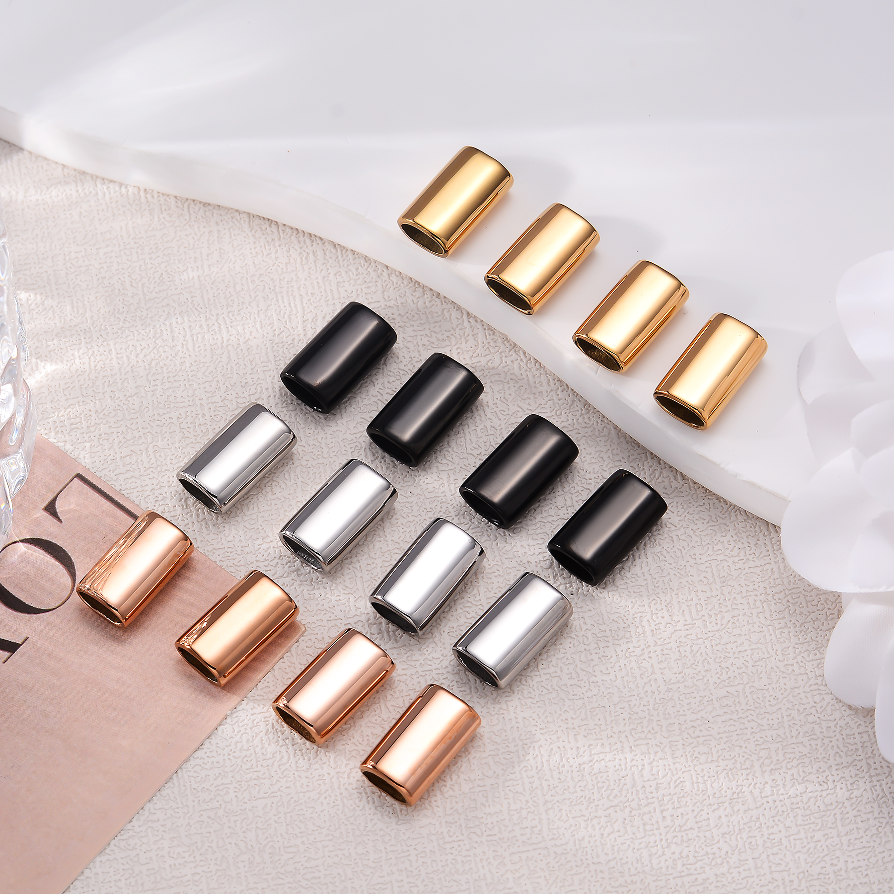 6PCS Stainless Steel Charm Sli - Leatherwork Diy recension och pris