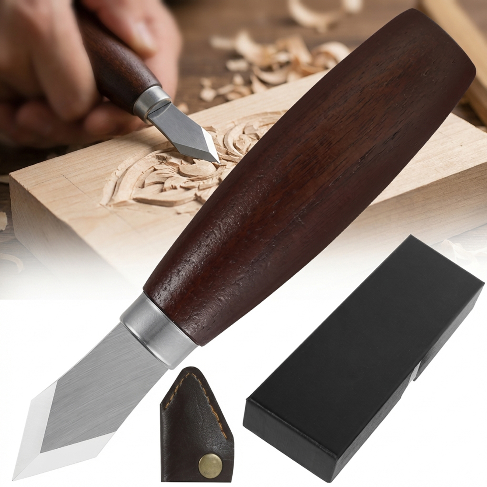 Marking Knife with Wooden Hand - Leatherwork Knife Sheath recension och pris