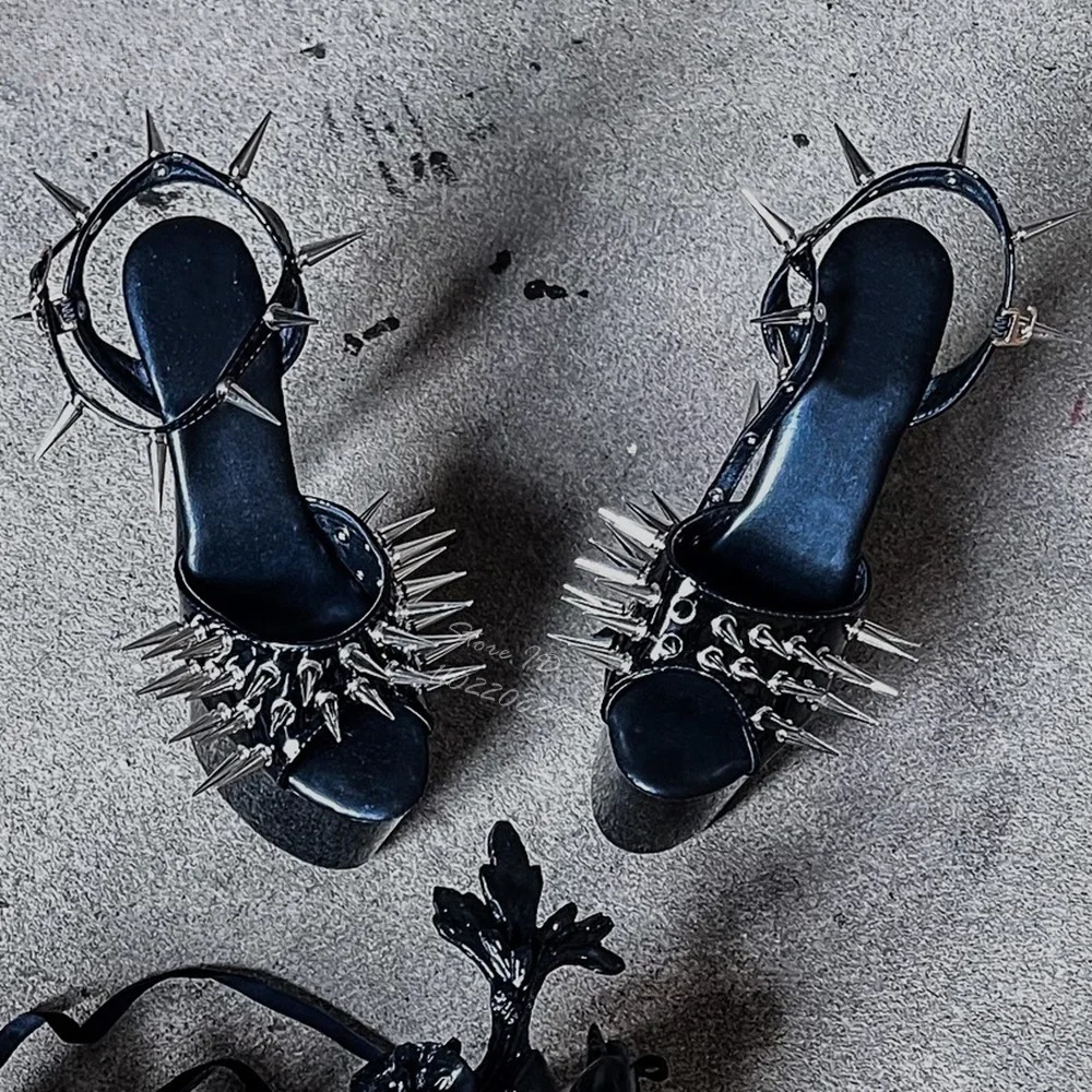Women Shoes Luxury Black Spike - Leatherwork Rivets recension och pris