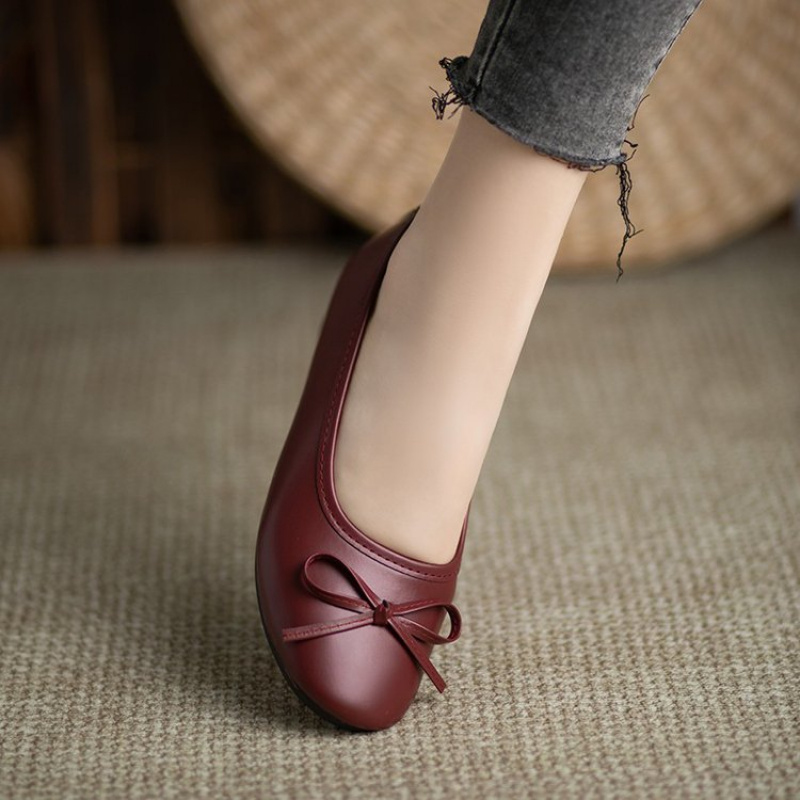 Elegant Bowknot Flat Shoes for - Leather Works recension och pris