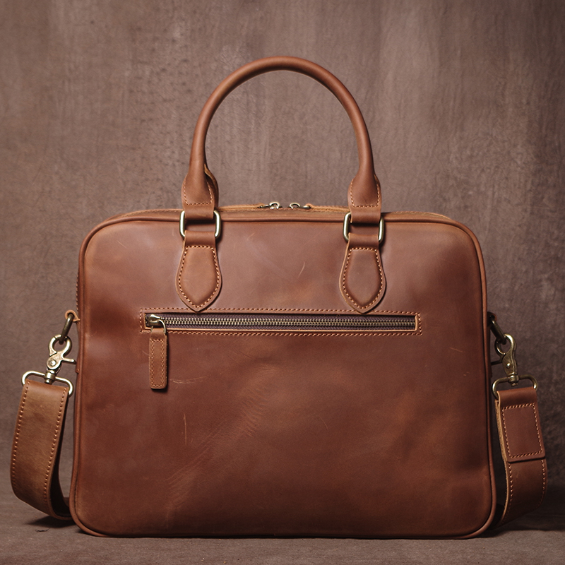 GURO Men Crazy Horse Cowhide B - Leather Work Handbags recension och pris