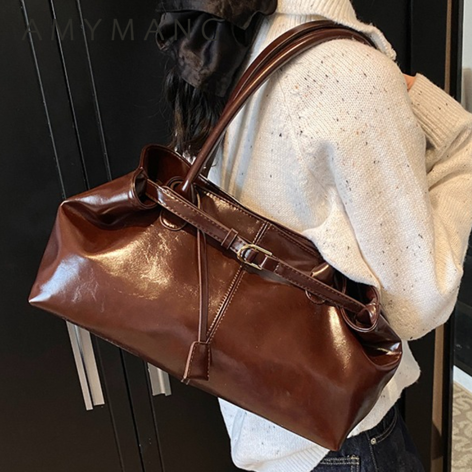 Winter Oil PU Leather Hobo Han - Leather Work Handbags recension och pris