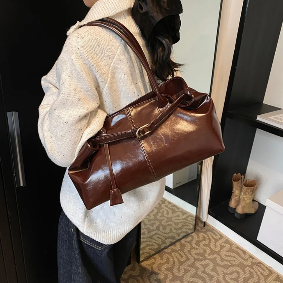 Winter Oil PU Leather Hobo Han - Leather Work Handbags recension och pris