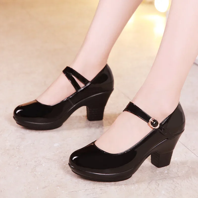 Small Size 32-43 Medium Block  - Leather Work Women Shoes recension och pris