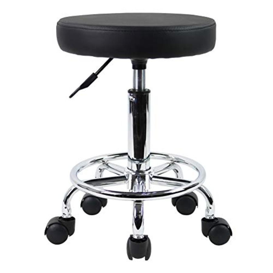 PU Leather Round Rolling Stool - Leather Works recension och pris