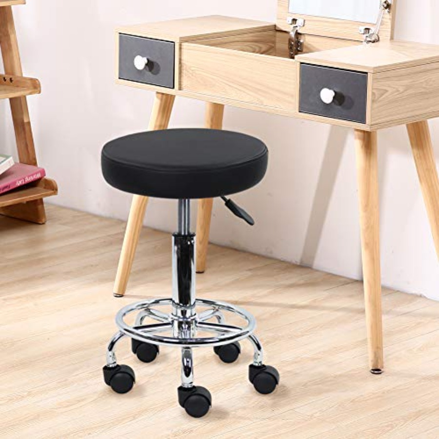 PU Leather Round Rolling Stool - Leather Works recension och pris