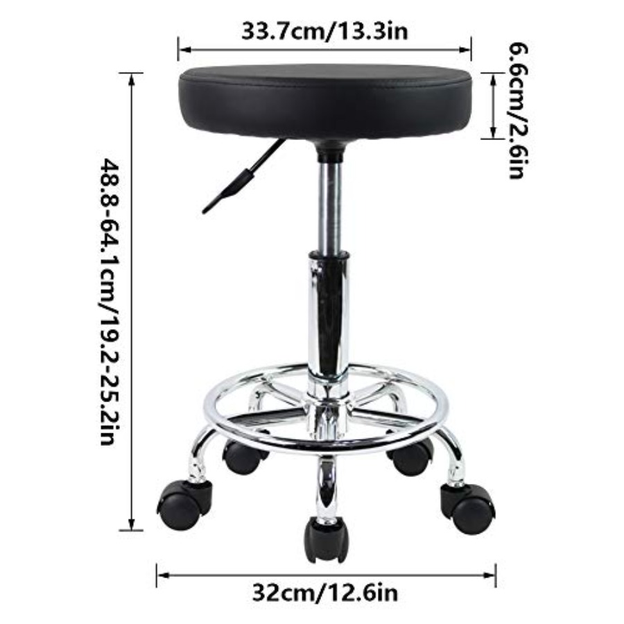 PU Leather Round Rolling Stool - Leather Works recension och pris