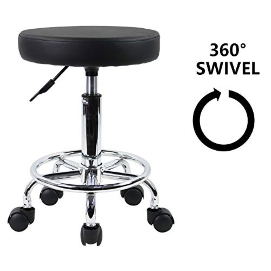 PU Leather Round Rolling Stool - Leather Works recension och pris