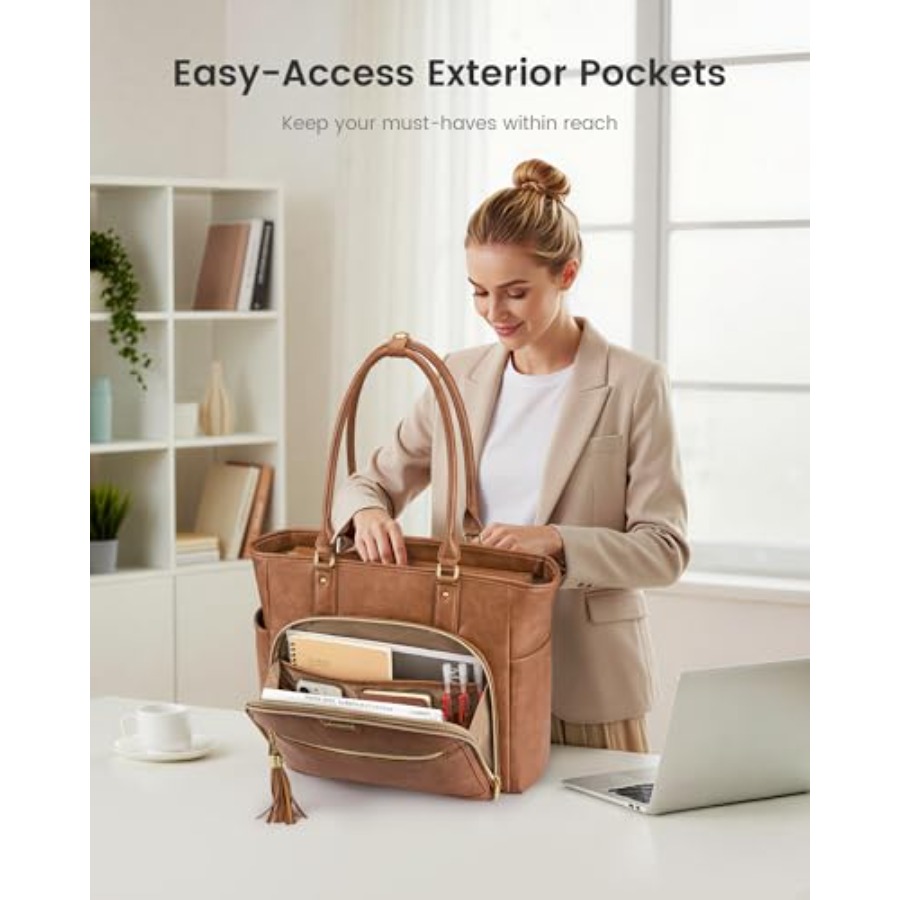 Laptop Tote Bag for Women With - Vintage Leatherwork recension och pris