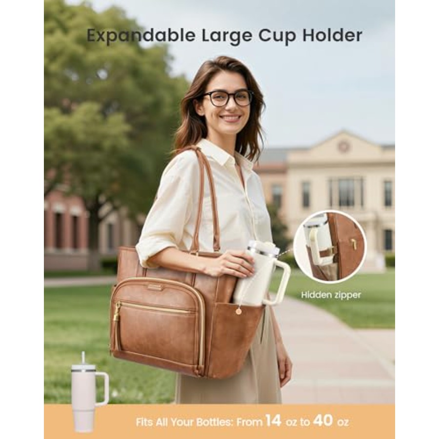 Laptop Tote Bag for Women With - Vintage Leatherwork recension och pris