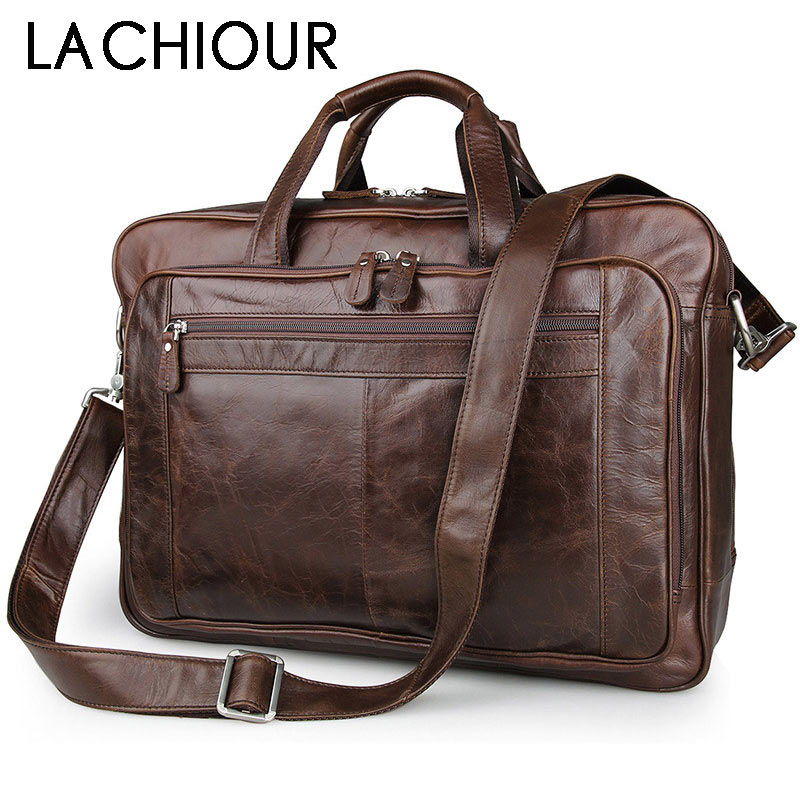 LACHIOUR Genuine Leather Men B - Leather Work Handbags recension och pris
