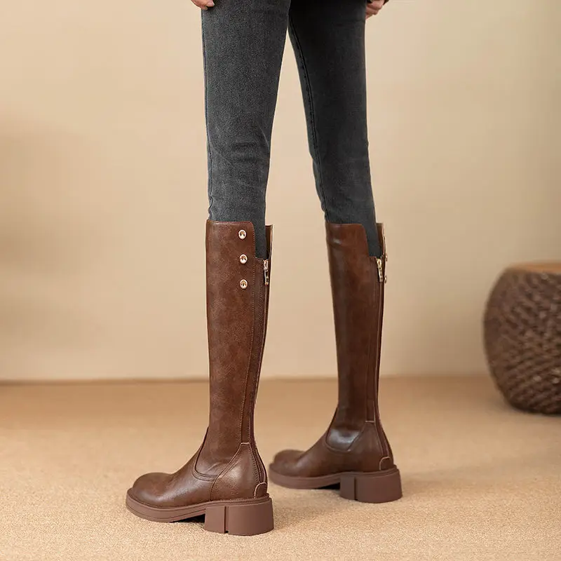 Autumn Winter Middle Heel Ladi - Leather Work Women Shoes recension och pris