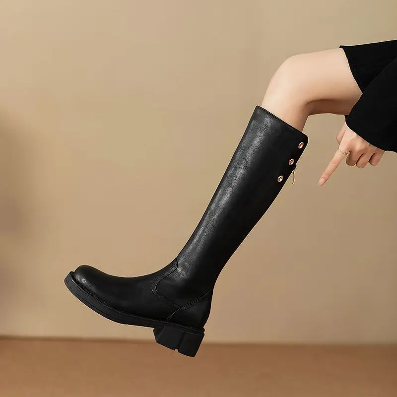 Autumn Winter Middle Heel Ladi - Leather Work Women Shoes recension och pris