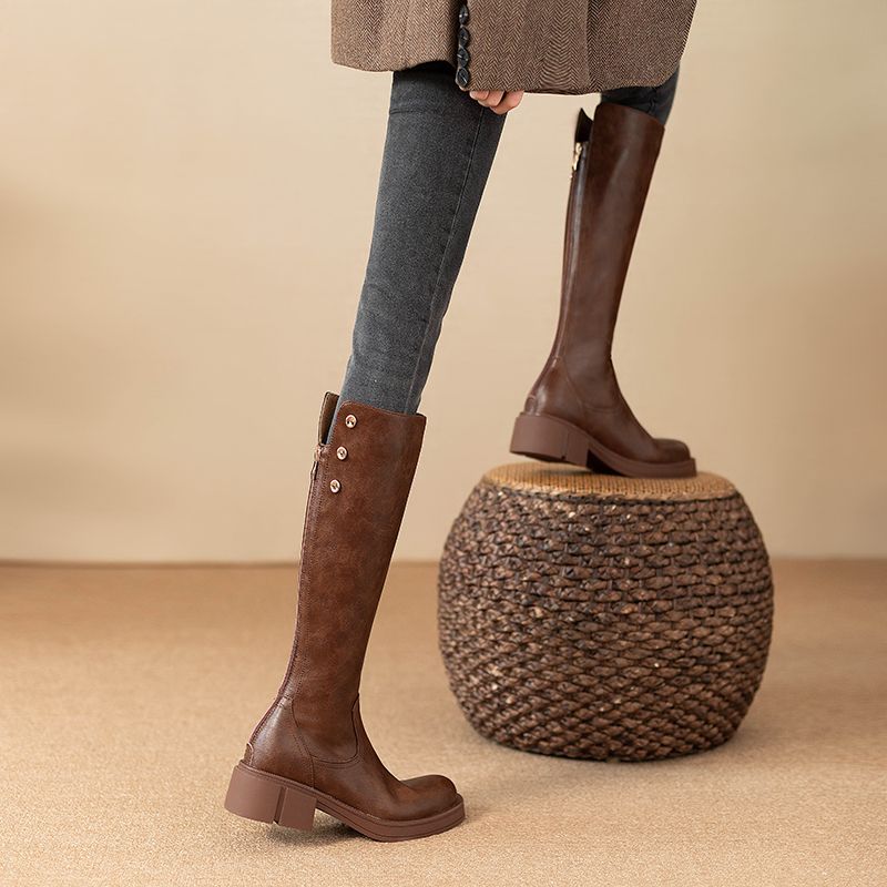 Autumn Winter Middle Heel Ladi - Leather Work Women Shoes recension och pris